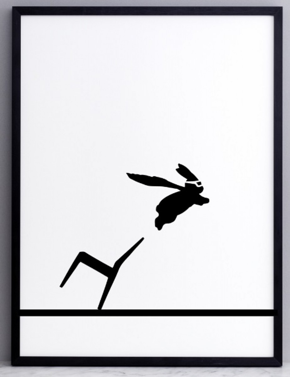 Superhero Rabbit Print With Aluminium Frame